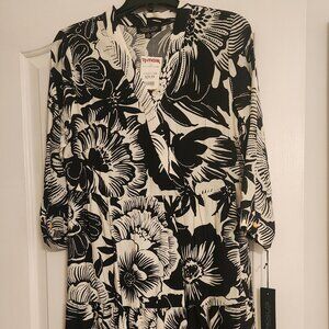 Floral black and white cotton dress